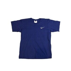 Vintage Nike 90s Navy Blue Essential Embroidered Swoosh Shirt Kids M / Womens XS